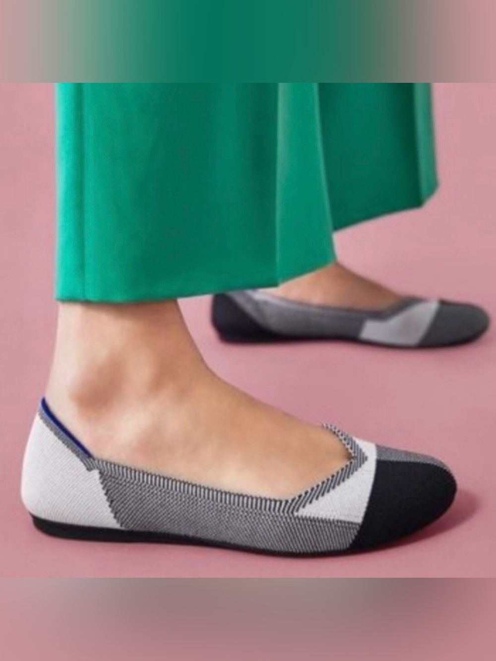 Rothy’s The Flat Cap-Toe in Black & White Plaid Geometric Round Toe Ballet Sz 12 - Picture 11 of 11